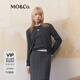 MO&Co.【100%山羊絨】冬圓領(lǐng)短款針織開衫美拉德MBC4CART03 深花灰色-第2批 L 170