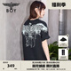 BOY LONDON【白羽入夜】春夏情侶款潮牌朋克時(shí)尚紫外線(xiàn)光變短袖T恤N01914 黑印藍 （天空藍色光變印花） XS