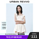 UR2025春季新款女裝撞色蕾絲飄帶U領(lǐng)無袖修身連衣裙UYY750014 米黃 L