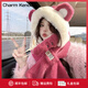 Charm Kendo圍巾女帽子一體冬季新款可愛(ài)圍脖百搭保暖生日新年禮物送女生女友 玫紅色送女朋友實(shí)用老婆