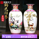 收藏天下景德鎮陶瓷器仿古粉彩花瓶客廳擺件酒柜玄關(guān)博古架電視柜瓷瓶擺設 鶴鹿同春吉慶瓶對瓶+底座31cm
