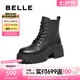 百麗（Belle）七夕禮物厚底增高馬丁靴女商場款真皮戶外短靴3N140DD4預(yù)售 黑色-單里 39 (245mm)