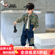 奧特曼童裝男童套裝秋裝2025新款中大童春秋款兒童休閑帥氣牛仔兩件套潮 熱售菱形牛仔套裝 120 建議身高110cm左右