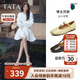 他她女超?，旣愓淇钇礁鷨涡瑫r(shí)尚羊皮一字扣帶鞋7H007CQ5啡色寬版 36