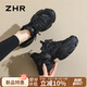 ZHR老爹鞋女運(yùn)動(dòng)跑步厚底休閑鞋女潮流透氣舒適拼接女鞋 G673黑色 37