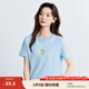 茵曼（INMAN）全棉印花舒適圓領(lǐng)短袖T恤女裝2025夏季基礎百搭寬松休閑上衣 薄荷藍-F18528393 M