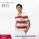 TOMMY HILFIGER【輕奢感】25夏季男泡泡肌理高級感條紋短袖翻領T恤POLO衫03823 紅黑米條紋AEF M （推薦：135-150斤）