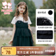 富羅迷女童連衣裙夏季T恤拼接網(wǎng)紗裙甜美公主裙兒童裙子 黑色  160 