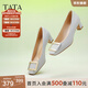 他她（TATA）氣質(zhì)方扣單鞋女鞋2025新粗跟高跟鞋法式鞋子女鞋7YO01AQ4 蘭灰 39