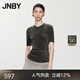 JNBY/江南布衣春夏新品T恤女彈力修身簡(jiǎn)約基礎(chǔ)款絲絨感5X4110040 201/暗咖 S