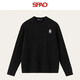 SPAO圓領(lǐng)絞花毛衣男女2025冬季加厚保暖防寒內搭針織衫SPMS25SZ12XY 黑#SP象牙熊-貼布繡 XL