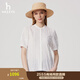 哈吉斯（HAZZYS）女裝 2025夏季新款女士立領(lǐng)鏤空花邊短袖襯衫女ATCSK1CBK51 白色WT L (165/88A 40)