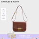 CHARLES&KEITH復(fù)古鎖扣豆腐包單肩斜挎包包女包生日禮物七夕禮物CK2-80781400 DARK BROWN深棕色CK2-80782444 S/M