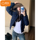 棉致美式復古加厚連帽棉服女冬季新款小個(gè)子保暖棉衣外套羽棉襖絨服 XZX206藏青色【高品質(zhì)】 M 105-120斤