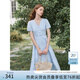 范思藍恩V領(lǐng)減齡純色全棉刺繡a字連衣裙女夏季2025新款裙子2233 藍色 M