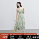 紅袖綠色碎花連衣裙夏季2024新款女裝收腰垂感顯瘦氣質(zhì)小眾雪紡吊帶裙 綠花602 M