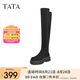 他她（TATA）厚底過(guò)膝長(zhǎng)筒靴法式彈力美拉德女靴子冬新款WD804DC3 黑色 36