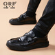 奧爾彼休閑皮鞋2025秋冬季時(shí)尚百搭商務(wù)一腳蹬懶人豆豆鞋牛皮樂(lè )福鞋男 黑色 42