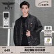 BOY LONDON【迷幻搖滾】秋季男女同款滿印金標夾克襯衫外套N23901 黑色 L