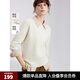 ELLE【100%綿羊毛】格雷系圓領(lǐng)毛針織衫女2024冬裝新款氣質(zhì)毛衣 米白（升級版） L