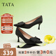 他她（TATA）高跟鞋女細跟尖頭通勤單鞋工作鞋女款春商場(chǎng)同款UCS02AQ4 黑色 36