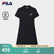 FILA 斐樂官方女子針織連衣裙2025夏新款時尚休閑純棉基礎POLO裙 傳奇藍-NV L 170/88A/L