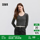 森馬（Semir）毛衣女短款假兩件正肩顯瘦2025春季新款緊身絞花毛衫慵懶氣質(zhì) 白灰色調(diào)00312 XL 170/92A
