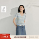 茵曼（INMAN）薄款彩虹冰絲條紋針織衫2025夏季女裝新款設(shè)計(jì)感短袖開衫上衣 淺藍(lán)色 L