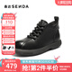森達(dá)馬丁靴女2025冬新商場(chǎng)同款簡(jiǎn)約厚底休閑短皮靴XSG01DD5 黑色單里 38