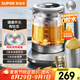 蘇泊爾（SUPOR）純鈦養(yǎng)生壺 玻璃面板燒水壺 316L不銹鋼恒溫煮茶器  加大濾網(wǎng) 電熱水壺多段保溫1.5L SW-15YJ55