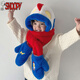 史努比（SNOOPY）奧特曼兒童帽子圍巾手套一體三件套冬季男女寶寶加絨加厚防風(fēng)保暖 手指奧特曼毛絨三件套藍手套 頭圍50-54cm參考2-10歲