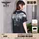 BOY LONDON【白羽入夜】春夏情侶款潮牌朋克時(shí)尚紫外線(xiàn)光變短袖T恤N01914 黑印藍 （天空藍色光變印花） M