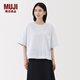 無印良品（MUJI）女式易干平紋五分袖罩衫短袖t恤上衣打底衫女款內(nèi)搭女裝 BC2NQC5A 藏青色條紋 M (160/84A)