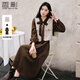 香影小香風(fēng)連衣裙套裝女2026春季新款法式馬甲長(cháng)袖燈芯絨裙子套裝 咖色 L
