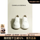 CAMILA KSENIA厚底休閑板鞋女2025新款時尚潮真皮復古顯高顯瘦運動鞋面包小白鞋 白色 37