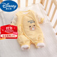 迪士尼（Disney）新生嬰兒衣服秋冬季棉衣0-3月寶寶冬款初生a類(lèi)純棉連體衣夾棉冬裝 黃色小熊連體衣(3層保暖) 【夾棉 59碼建議0-3個(gè)月10斤以?xún)萩m 參考