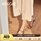 KISSCAT接吻貓夏新款仙女風中跟時裝涼鞋法式一字帶涼鞋女KA54317-16 黑色 37