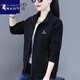 啄木鳥(niǎo)純棉衛衣外套女2025春秋新款休閑時(shí)尚百搭顯瘦洋氣開(kāi)衫上衣 黑色 4XL 【150-170斤】