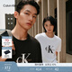 Calvin KleinJeans25春夏男女情侶休閑ck字母純棉落肩袖寬松短袖T恤4RAB823 YAA-月光白 XL
