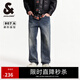 杰克·瓊斯（JACK&JONES）25年男裝907寬松自在牛仔褲男士夏季直筒闊腿彈力休閑品牌褲子 E42中牛仔藍(lán) 常規(guī) 28 165W28/L30