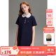 ELLE KIDS童裝 繡花娃娃領(lǐng)連衣裙女童夏季新款法式復古風(fēng)精致裙子 藏青 165 (M)