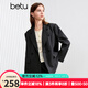 百圖betu女裝秋季新款西裝翻領(lǐng)時(shí)髦百搭廓形西裝西服外套2408T59 炭灰 S