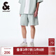 杰克·瓊斯（JACK&JONES）新款男士舒適彈力字母貼布休閑牛仔短褲男裝224343001 E42 中牛仔藍(lán) M （175)