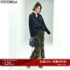 COCOBELLA設計感擰花遮胯緞面半身裙女氣質(zhì)幾何印花開(kāi)叉長(cháng)裙HS605 半身裙HS605 L