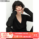 COCOBELLA前后兩穿領(lǐng)型滿天星亮片針織衫女秋時(shí)尚V領(lǐng)打底衫TS642 黑色 L
