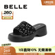 百麗（Belle）厚底拖鞋女商場同款時(shí)尚亮片休閑拖鞋B3U1DBT4 黑色 38 (240mm)
