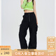 KAMA卡瑪多口袋工裝褲2025新款夏季女機(jī)能傘兵褲辣妹風(fēng)寬松運(yùn)動百搭 黑色 S