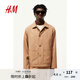 H&M男裝夾克秋季長袖復(fù)古休閑男士翻領(lǐng)外套1227161 淺棕色 M 175/100