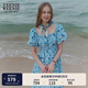 Teenie Weenie小熊連衣裙女2025年夏季新款方領(lǐng)碎花清新田園風(fēng)裙子 淺藍(lán)色 L