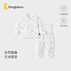 童泰寶寶套裝秋冬嬰兒夾棉衣服兒童對開(kāi)內衣 藍色 90cm